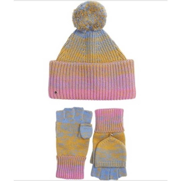 NWT/NIP Kate Spade Beanie w/ Pom Pom & Gloves Ombré Box Set in Wildflower (O/S) - Picture 1 of 4
